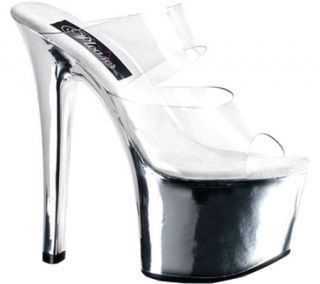 Womens Pleaser Sky 302   Clear/Chrome Dress Shoes