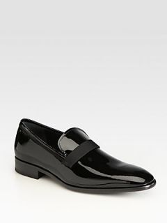Salvatore Ferragamo Antoane Patent Leather Slip Ons   Black