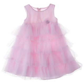 Rosenau Infant Toddler Girls Sleeveless Tiered Tulle Dress   Pink 12 M