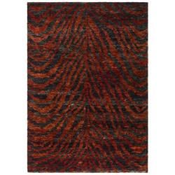 Hand knotted Vegetable Dye Tiger Red/ Black Rug (8 X 10)