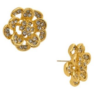 Womens Fashion Earrings Button   Gold