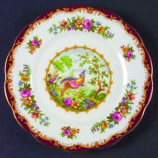Royal Albert Chelsea Bird Maroon Bread & Butter Plate, Fine China Dinnerware   M