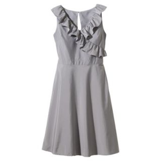TEVOLIO Womens Plus Size Taffeta V Neck Ruffle Dress   Cement Gray   18W