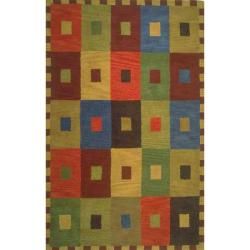 Hand tufted Concentric Square Multi Wool Rug (8 X 10)