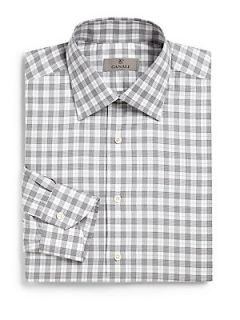Canali Glen Plaid Dress Shirt   Grey