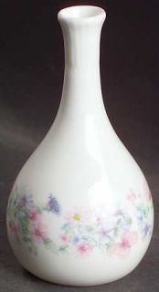 Wedgwood Angela 5 Bud Vase, Fine China Dinnerware   Pastel Flowers, Smooth, Cou