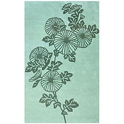 Hand tufted Green Floral Wool Rug (5 X 8)