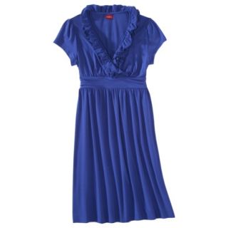 Merona Womens Cap Sleeve Ruffle Dress   Uniform Blue   M