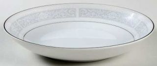 Sone Stream Coupe Soup Bowl, Fine China Dinnerware   White Flowers On Gray Band,