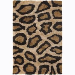 Handwoven Leopard print Mandara Shag Rug (9 X 13) (Brown, blackPattern Shag Tip We recommend the use of a  non skid pad to keep the rug in place on smooth surfaces. All rug sizes are approximate. Due to the difference of monitor colors, some rug colors 