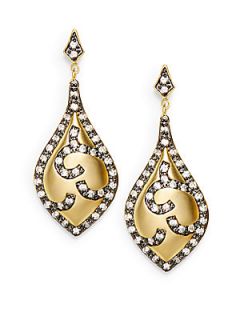 Marquise Shaped Drop Earrings   Black Gold