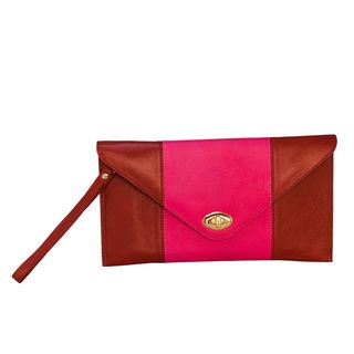 Claudia G. Womens Red And Fuchsia Colorblocked Clutch