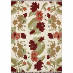 Nuloom Handmade Flatweave Floral Mosaic Ivory Wool Rug (5 X 8) (MultiStyle ContemporaryPattern FloralTip We recommend the use of a non skid pad to keep the rug in place on smooth surfaces.All rug sizes are approximate. Due to the difference of monitor 