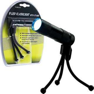 Stalwart 9 Led Flashlight With Adjustable Tripod