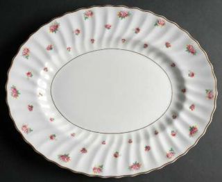Royal Doulton Rosebud 14 Oval Serving Platter, Fine China Dinnerware   Pink Ros