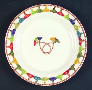 Gien Taffetas Dinner Plate, Fine China Dinnerware   Multicolor Bands&Tassels