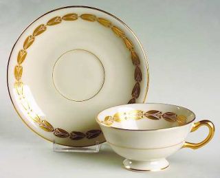 Lenox China Antoinette Ivory Footed Cup & Saucer Set, Fine China Dinnerware   Al