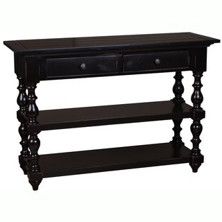 Hand Painted Distressed Black Finish Console Table