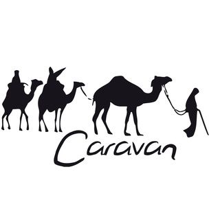 Caravan Of Camels Vinyl Wall Sticker Decal (Glossy blackDimensions 25 inches wide x 35 inches long )