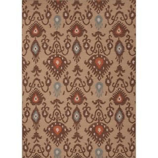 Handmade Flat Weave Tribal Pattern Brown Rug (8 X 10)