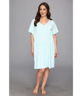 Karen Neuburger Plus Size Gingham Style S/S Henley Nightshirt Womens Pajama (Blue)