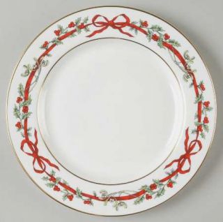 Royal Worcester Holly Ribbons Salad Plate, Fine China Dinnerware   Red Ribbons &