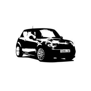 Black Mini Car Automobile Vinyl Wall Art (BlackEasy to applyDimensions 22 inches wide x 35 inches long )