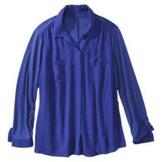 Pure Energy Womens Plus Size 3/4 Sleeve Popover Shirt   Blue X