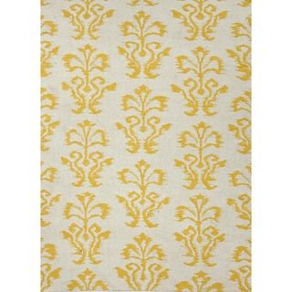 Flat Weave Floral Gold/ Yellow Wool Rug (5 X 8)