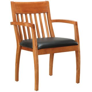 Bently Honey Maple Frame Slat Back Guest Chair (Honey Maple wood, black upholsteryDimensions 35.5 inches high x 24 inches wide x 24 inches deepSeat dimensions 18 inches wide x 17.5 inches deep )