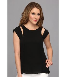 BCBGMAXAZRIA Valery Cutout Cap Sleeve Top Womens Sleeveless (Black)