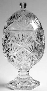 Cristal DArques Durand Antique Clear (No Knob/6 Sided Stem) Egg Shape Candy Dis