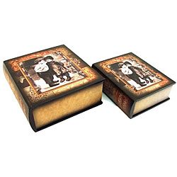 Secret Jewelry and Keepsake Book Box With Colonial Children (set Of 2) (WoodDimensions 9.5 inches long x 8.6 inches wide x 3.5 inches highAfter adding this item to your cart, Personalized Gift Messaging is available by clicking Edit Cart)
