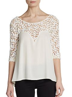 Caitlin Lace Illusion Blouse   White