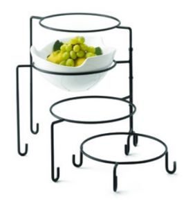Tablecraft Four Tiered Stand, 9 Dia x 14.5 in H, Metal, Black