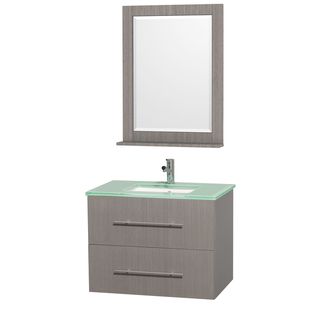 Centra Grey Oak/ Green Glass 30 inch Single Bathroom Vanity Set