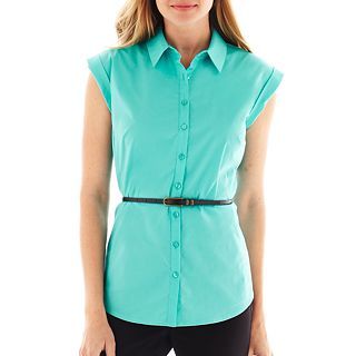 Worthington Extended Sleeve Essential Shirt, French Turquoise