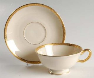 Lenox China S8 Footed Cup & Saucer Set, Fine China Dinnerware   Gold Encrusted B