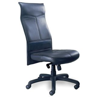 Mayline Mercado Leather Series Silhouette High back Executive Chair (Black leather/black baseDimensions 26 inches wide x 27 inches deep x 46 inches   49 inches highMaterials Brushed aluminum, poly vinyl, leather, nylon, steel, foamModel No SSWeight cap