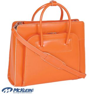 Mcklein Womens Orange Lake Forest Italian Leather Laptop Tote Bag