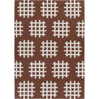 Mandara Handmade Abstract Pattern Brown/white Flatweave Rug (3 X 5)