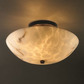 2 light Dark Bronze With Faux Alabaster Semi flush Light Fixture