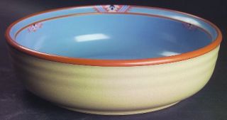 Noritake Blue Adobe Baker Round 9, Fine China Dinnerware   Blue Body, Brown&Blu