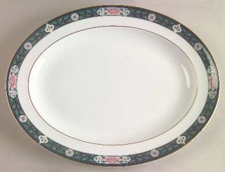 Royal Doulton Hartwell 13 Oval Serving Platter, Fine China Dinnerware   Green L