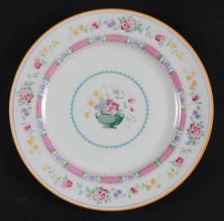 Royal Doulton Urn (Smooth) Salad Plate, Fine China Dinnerware   Floral,Pink Band