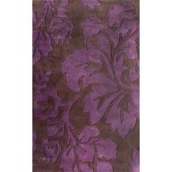 Nuloom Handmade Pino Purple Floral Fantasy Rug (76 X 96)