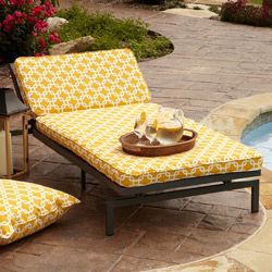 Alyssa Yellow Adjustable Outdoor Chaise With Corded Cushion (YellowMaterials Metal, polyesterFinish Powder coated dark greyFill Polyester fill, foamClosure ZipperEdging Corded edgeReverses to the same fabricMildew, fade and stain resistantWeather res