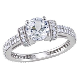10k White Gold 1/2 Carat Diamond And White Sapphire Engagement Ring (Size 7)