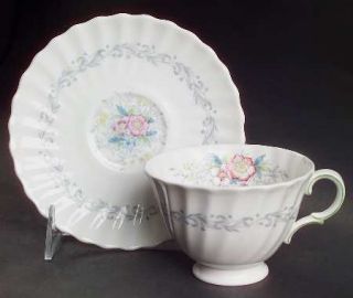 Royal Doulton Windermere Footed Cup & Saucer Set, Fine China Dinnerware   Gray S