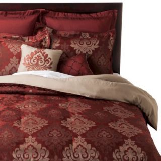 Jacquard 8 Piece Comforter Set   Red/Gold (California King)